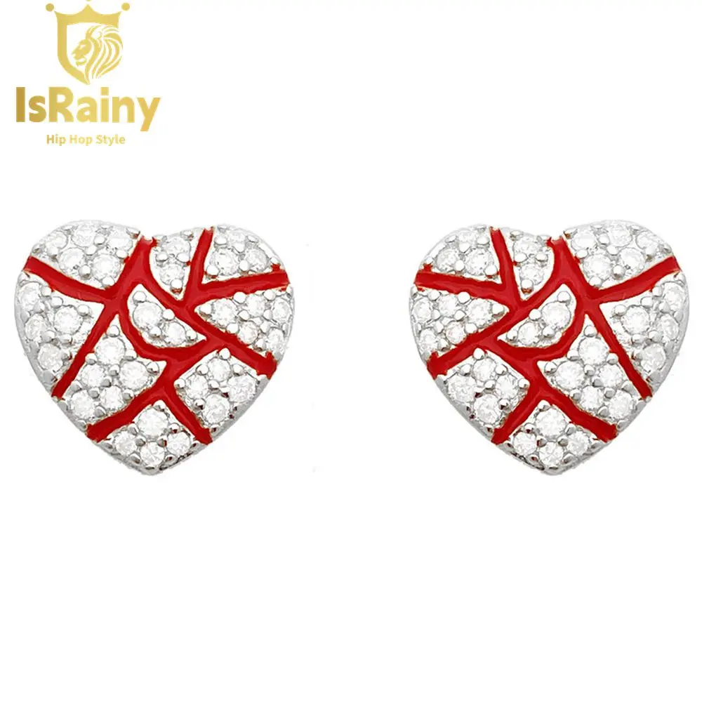 IsRainy Hip Hop Rock 100% 925 Sterling Silver VVS Heart Real GRA Moissanite D Color Diamonds Screw Studs Earrings Fine Jewelry