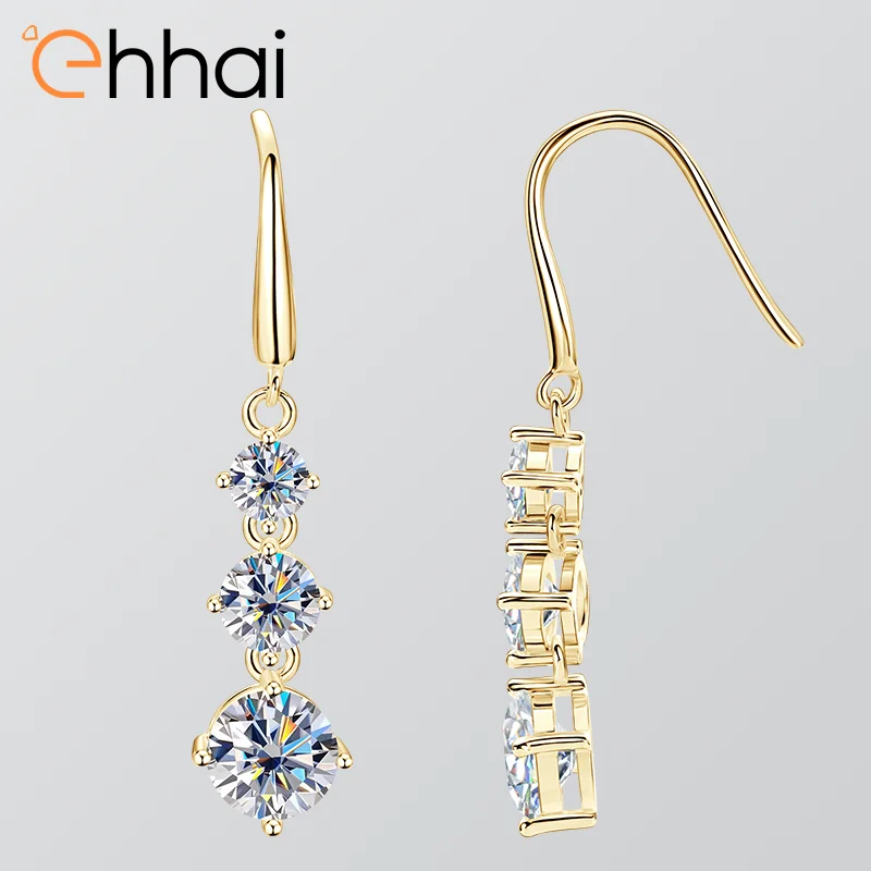 

Ehhai GRA Certified Full Moissanite Diamond Piercing Hook Stud Earrings for Women S925 Sterling Silver Jewelry Gift Pendientes