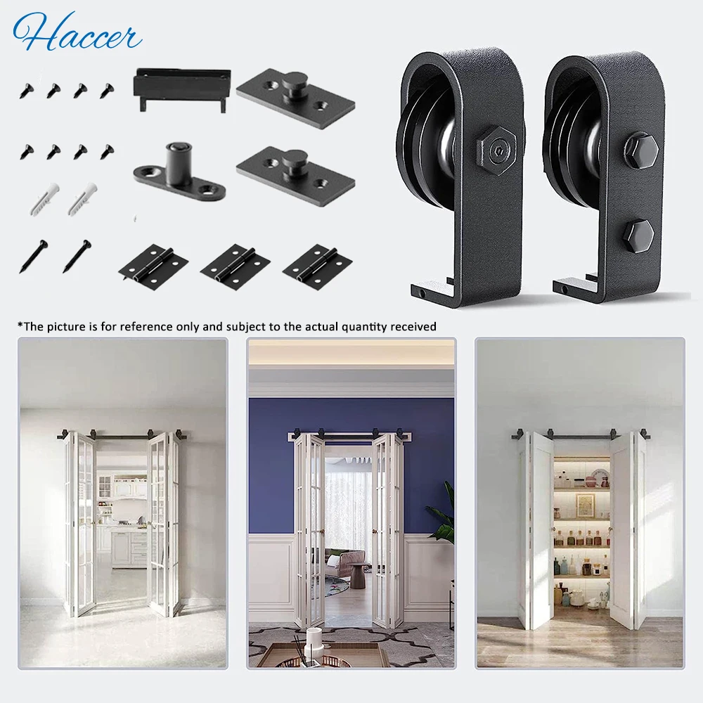 

Fold Sliding Door Fitting Set Bi-Folding Sliding Barn Door Hardware Track Kit for 2 Door Sliding Doors System