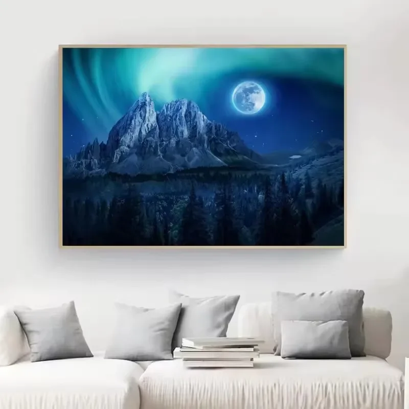 أيسلندا أورورا بورياليس المشهد المشارك والمطبوعات حائط لوح رسم الفن أضواء القطبية الشمالية صورة الطبيعة للديكور المنزل #5