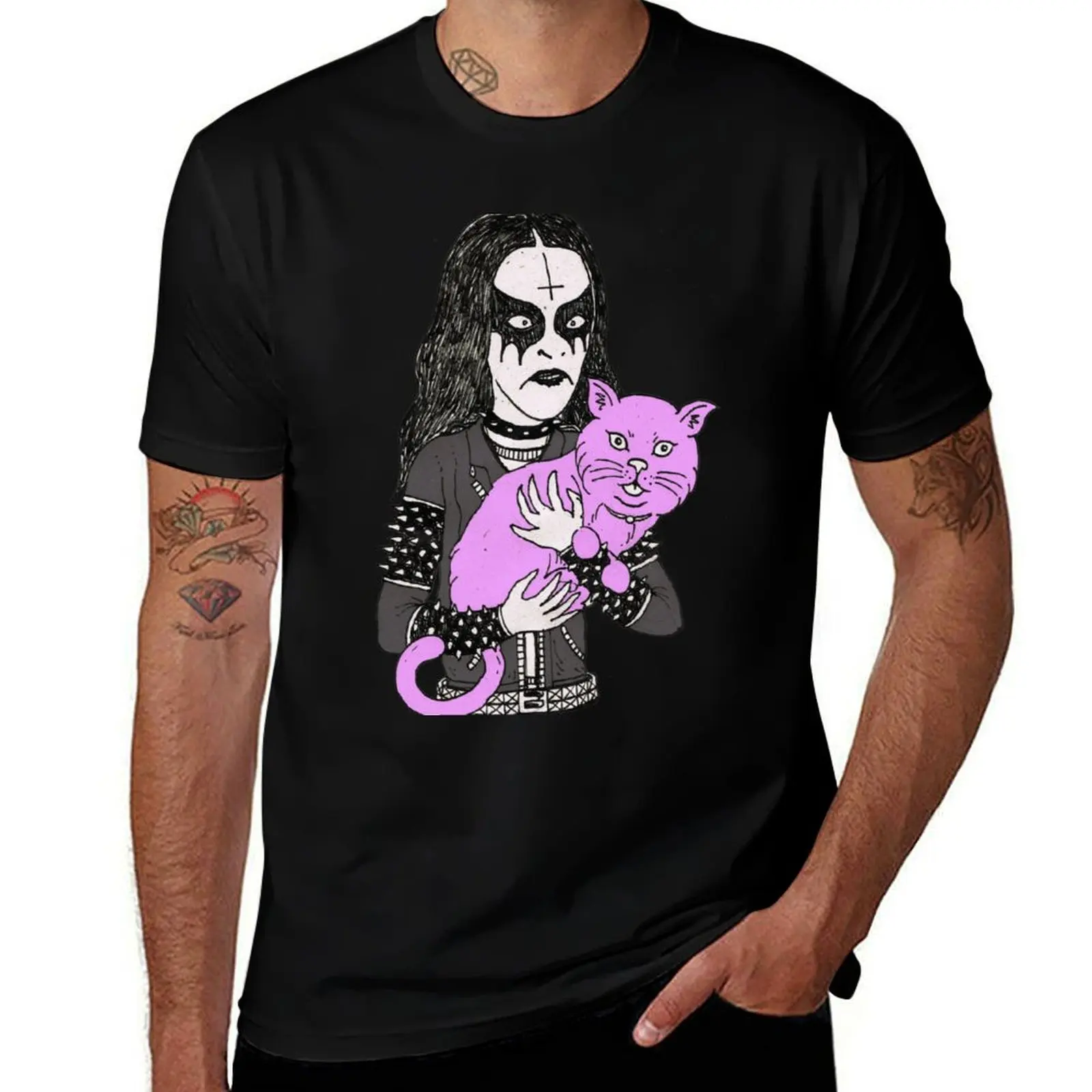 

black metal cat T-Shirt t shirts cotton 100% t shirts for man cotton T-Shirt