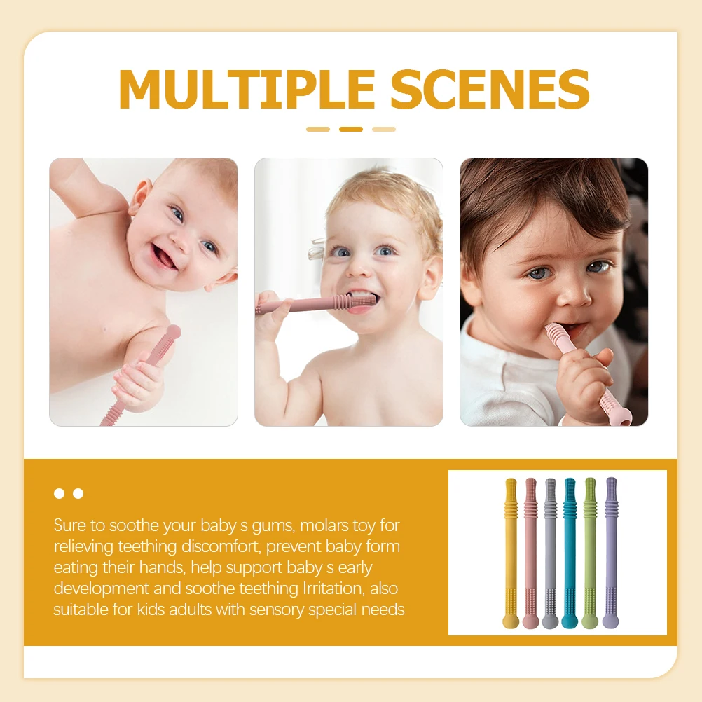 

6Pcs Soft Silicone Teething Straws Baby Molar Toys Newborn Teether Tubes For Teeth Relief And Mood Improvement