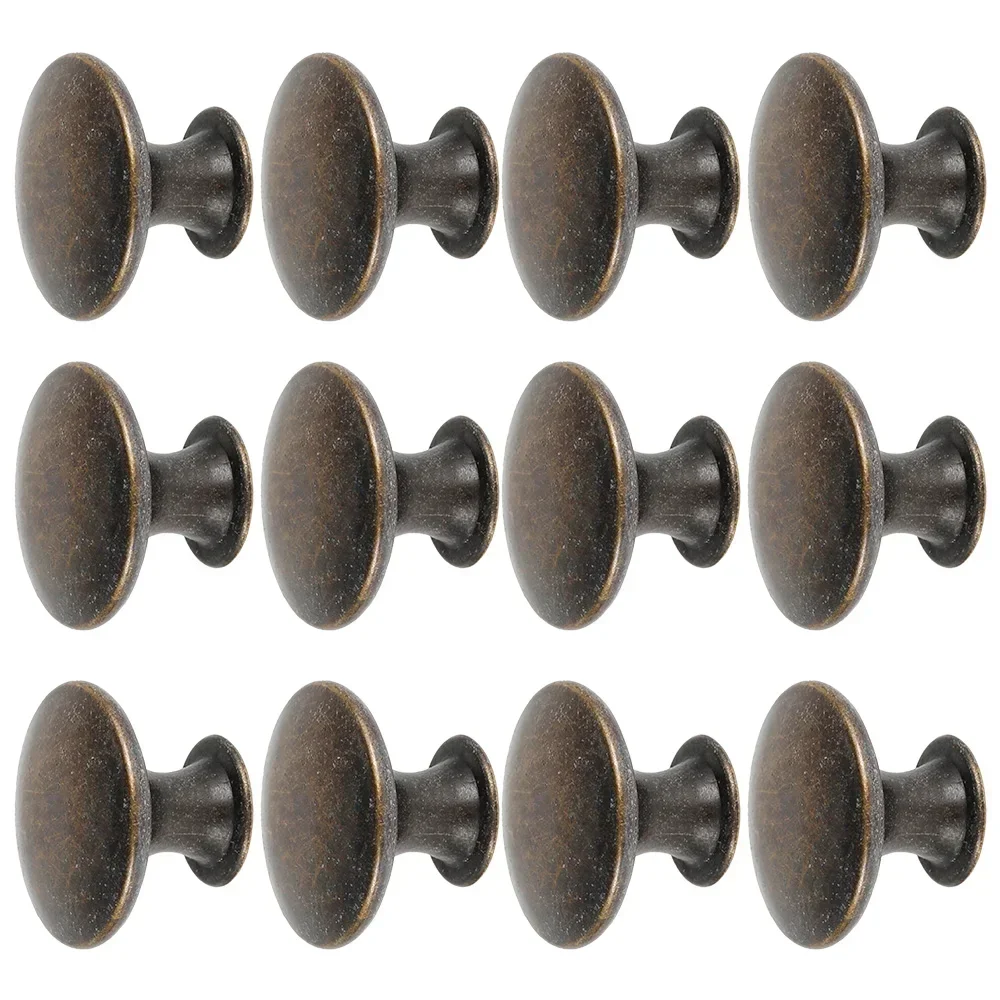 12pcs Vintage Cabinet Knobs Antique Bronze Cupboard Door Pull Knob Round Zinc Alloy Wardrobe Furniture Handle Desk Drawer Pulls