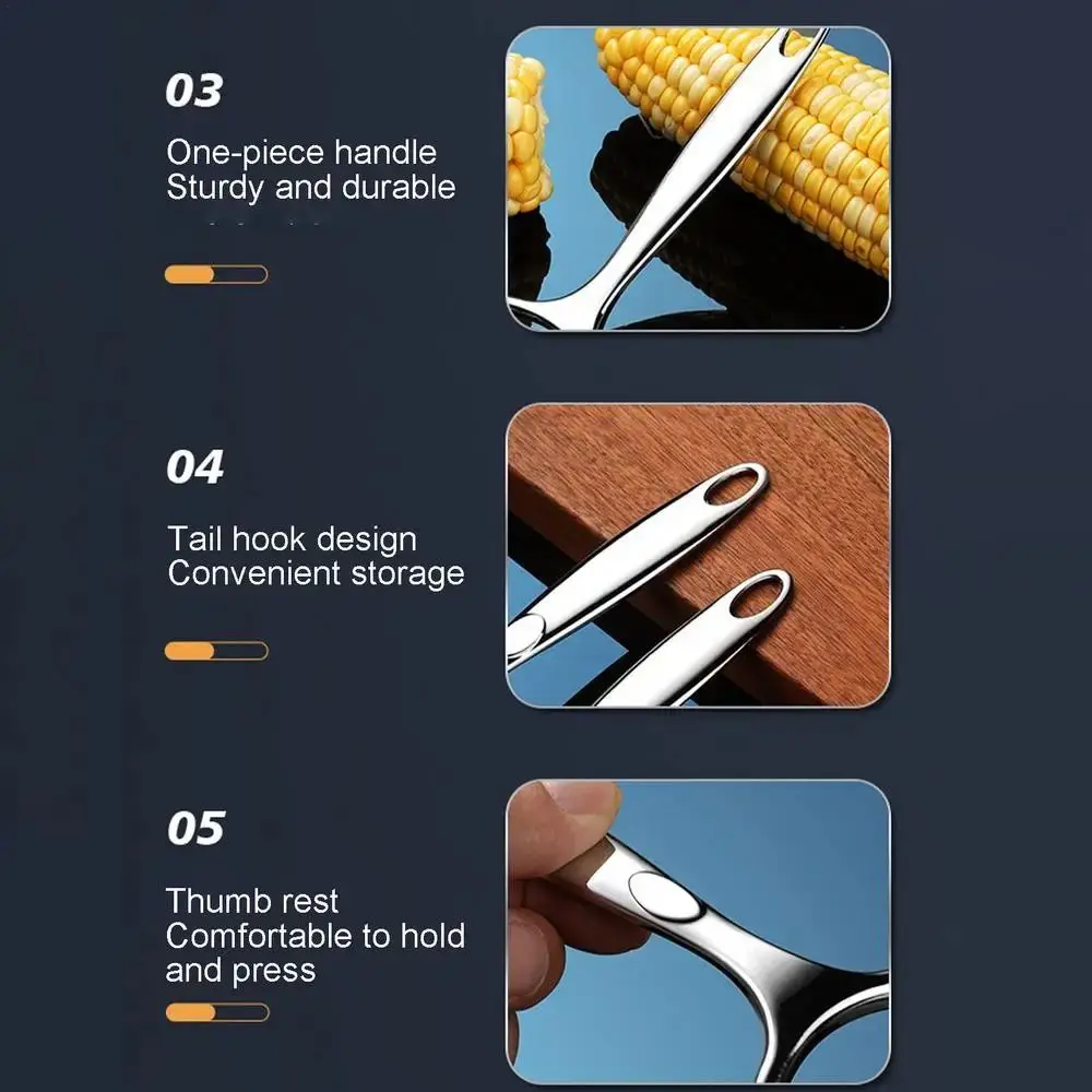 

Fast and Safe Stainless Steel Corn Planer Manual Easy To Clean Corn Cob Stripper Convenient Multi-functional Corn Decobbing Tool