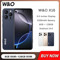 W&O X16 4G Smartphone Android 14 8GB RAM 128GB ROM Mobile phone 6.6 Inch HD Display Dual SIM 5200mAh Battrey Cell Phone On Sale