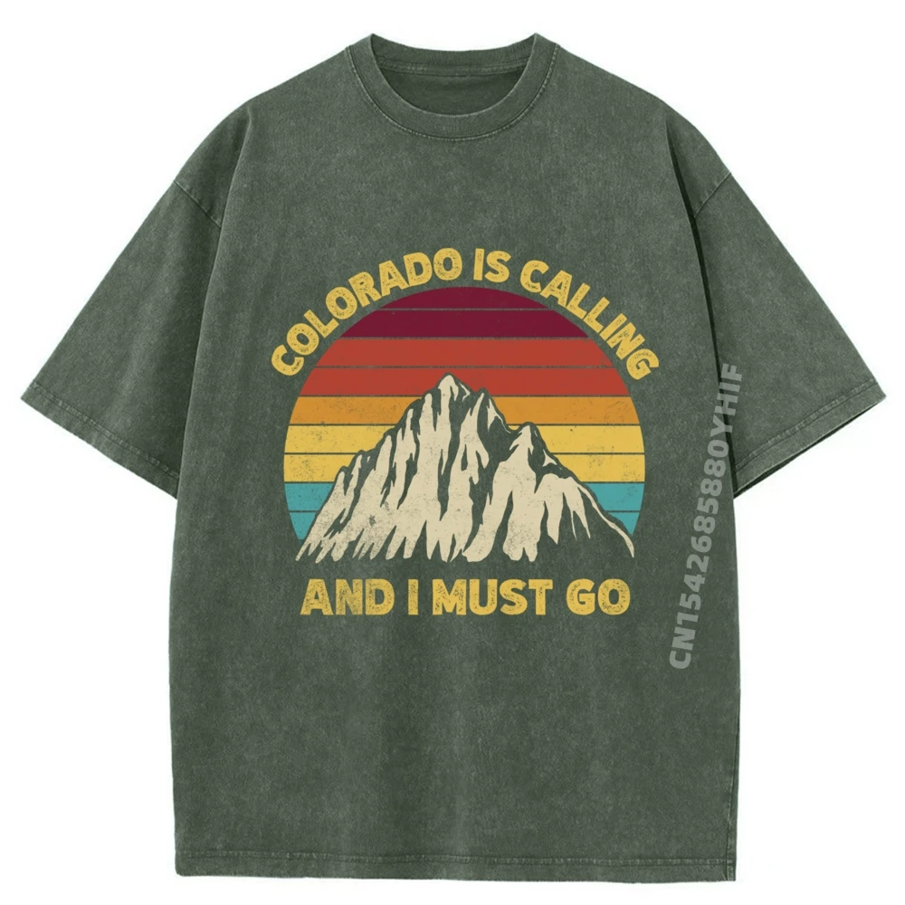 

Colorado Tourist Travel Mountains Funny Group T Shirts Comfortable Combed cotton Tops Tees For Men Vintage Washed​Tees