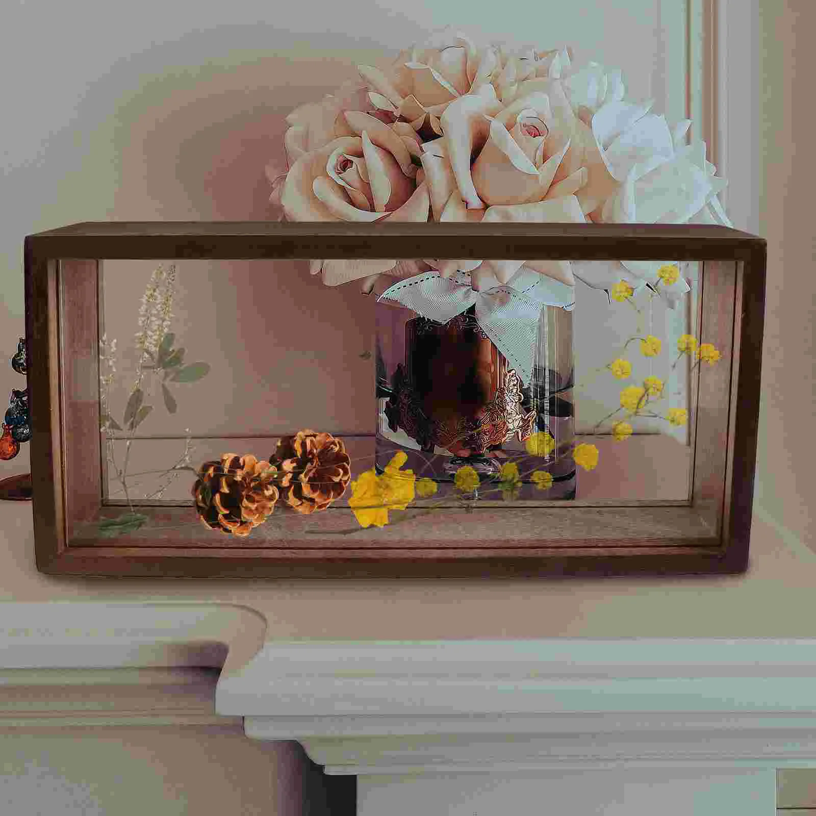 Shadow Box Frame Rectangle Acrylic Wood Storage Desktop Postcard Pressed Flowers Dried Leaf Display Case Specimen Photos