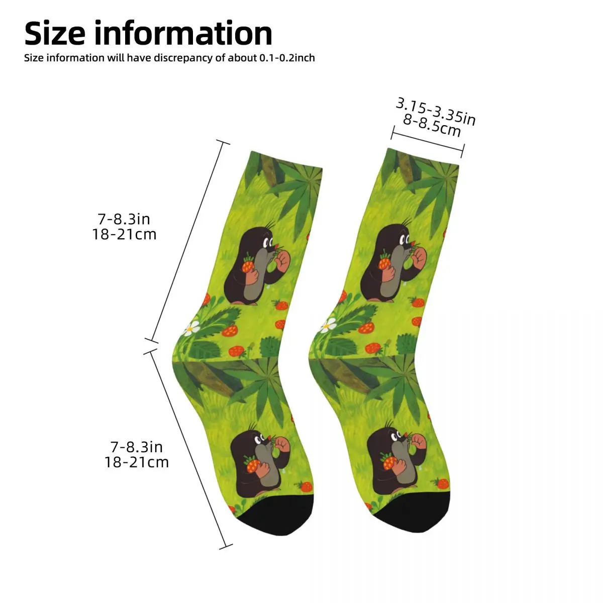 Funny Men's Socks Unique Vintage The Little Mole Hip Hop Seamless Crew Sock Gift Pattern Printed