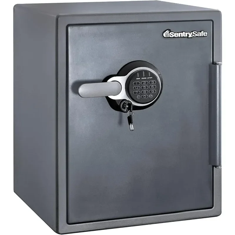 SentrySafe Fireproof and waterproof steel home safe with digital keypad lock, floor safe with internal lighting