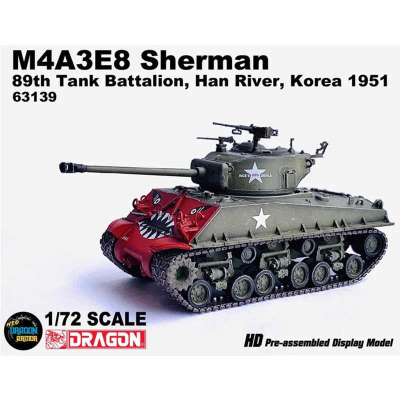 

1/72 Scale M4A3E8 Sherman Tiger Face 89th Tank Battalion Han River, Korea 1951 DRAGON ARMOR 63139 Weapon Vehicle Army Display