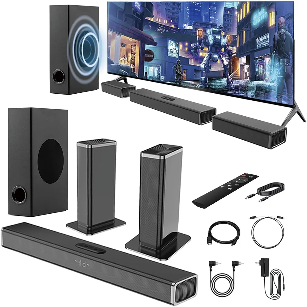 

Samtronic Wireless Speaker 5.1ch Detachable Soundbar, Wireless Sound bar Speaker for Tv for Home Theatre System with Subwoofer
