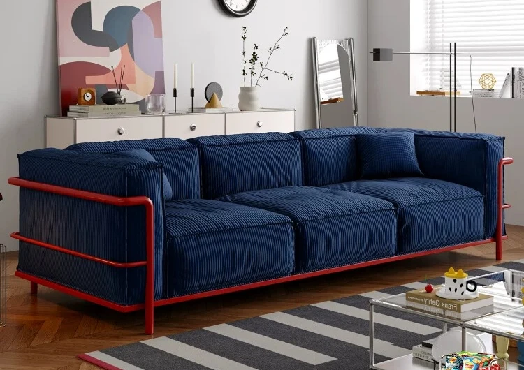 Medieval corduroy leather sofa living room down sofa