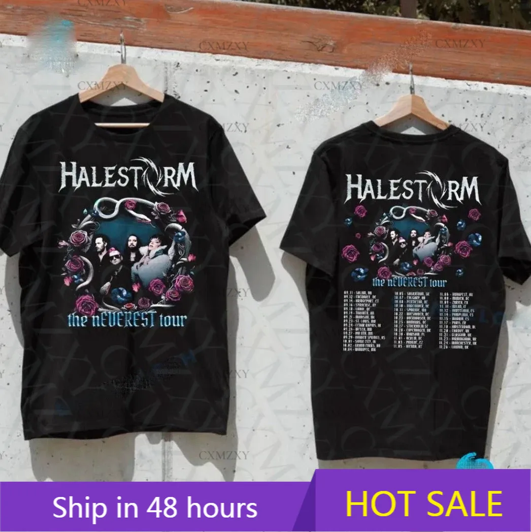 

Halestorms The Neverest Tour 2025 Dates Unisex 100% Cotton T-shirt All Size S-3XL Fan Gift