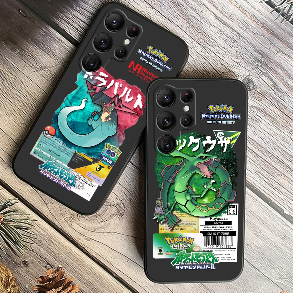 Pokemon Dragonite Rayquaza For Samsung Galaxy S24 S23 S22 S21 S20 FE S10 S10E Plus Ultra Pro Lite 5G Black Funda Phone Case