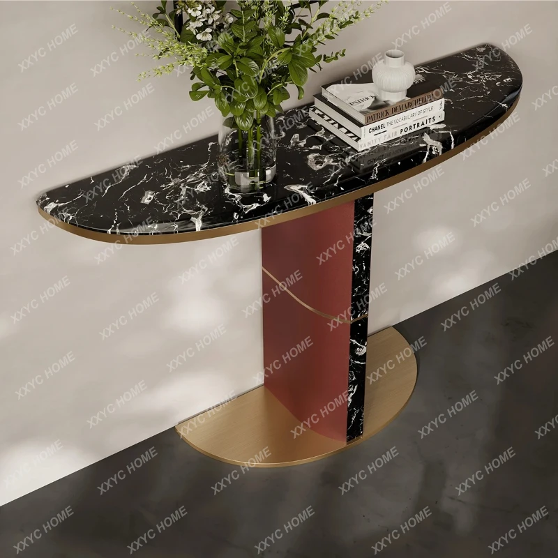 Q  Modern Light Luxury High-End Luxury Stone Entryway Table Simple  Art Style Entryway Console