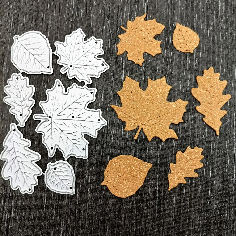 6Pcs Maple Leaves Metal Cutting Dies Stencil DIY Scrapbooking Album Paper Card Template Mold Embossing Craft Decoration