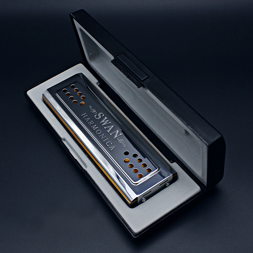SWAN Harmonica 24 Holes Tremolo Harmonica Mouth Organ Polyphonic Double-side C/G Key Harmonica Woodwind Instruments