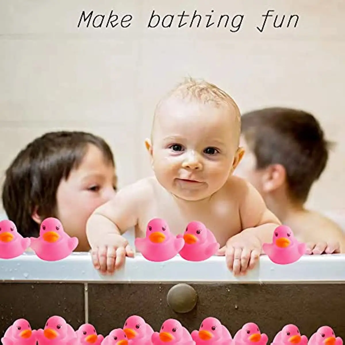 20PCS Rubber Duck Baby Bath Toys Pink Rubber Ducks Float Squeak Duckies Gift for Baby Toddler Infant Shower Swimming Pool Party