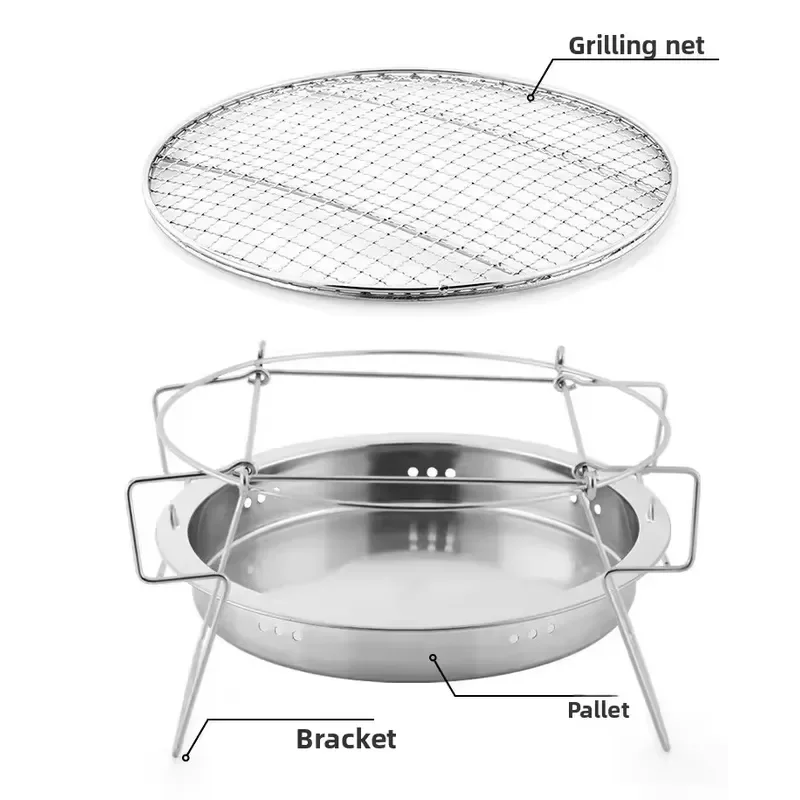 Portable Mini Stainless Steel Folding Charcoal BBQ Grill for Outdoor Camping Picnic Fishing Compact Cooking Stove Barbecue