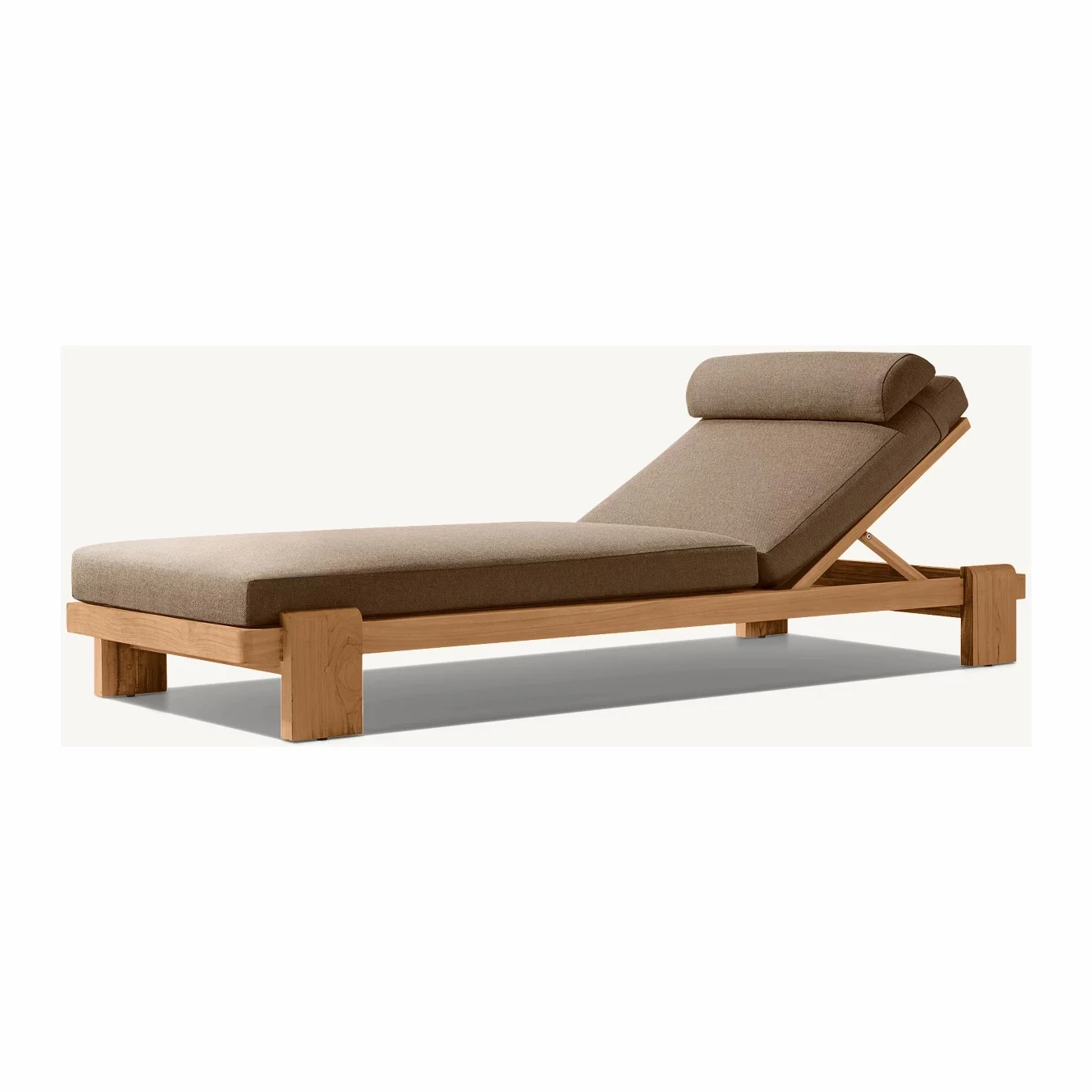 High end Outdoor Teak Sun Lounger with All Weather Cushion Teak Wood Chaise Lounge for Hotel Resort Project