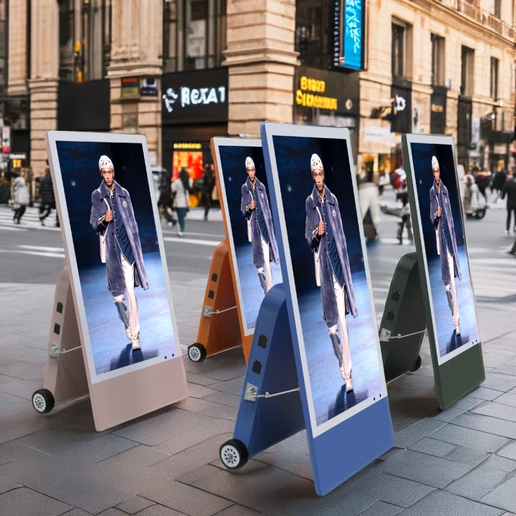 2026 43 55 Inch Customized Portable Mobile Android Digital Signage Totem Outdoor Movable Display Screen