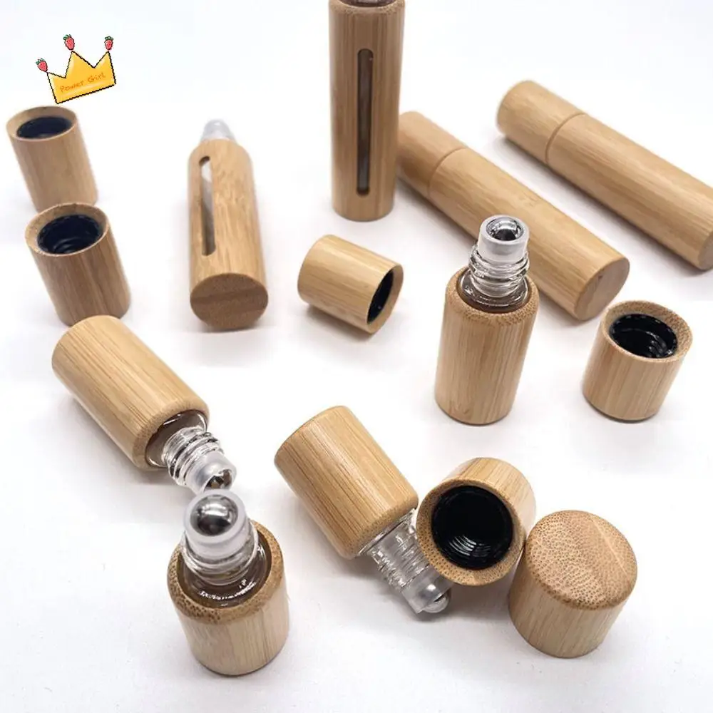 Portable 3/5/10ml Bamboo Perfume Bottle Mini Empty Tube Essential Oil Roller Bottle DIY Visual Spray Bottle Lipgloss Pack