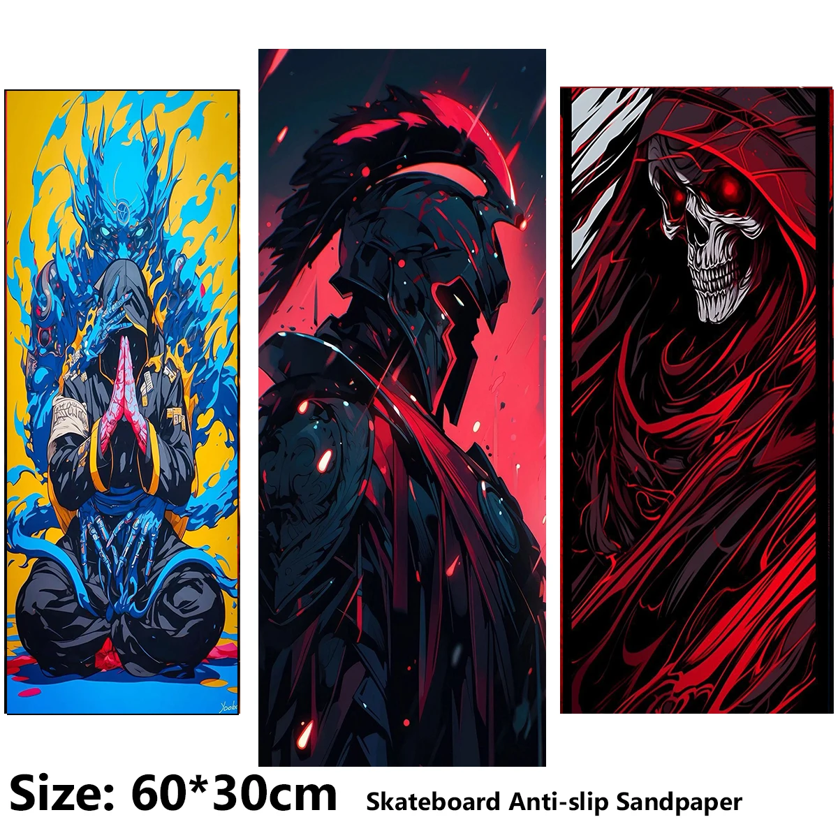 

Electric Scooter Anti-slip Sticker Sandpaper Skateboard GripTape Sheet 60*30cm Cool Warrior-style Diverse Patterns
