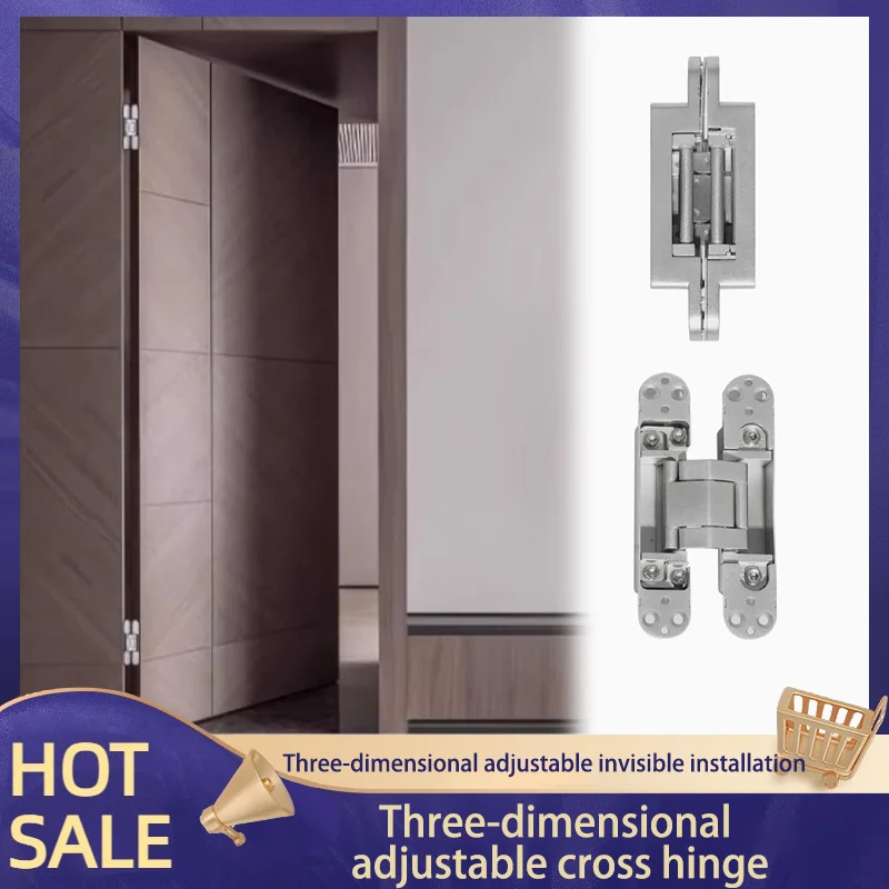 

1pcs Invisible Door Hinge Automatic Closing Hinge Hidden Door Three-Dimensional Adjustable Hydraulic Buffer Hidden Cross Hinge