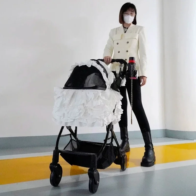DurableLightweight foldable pet trolley for dogs and cats to go out with small