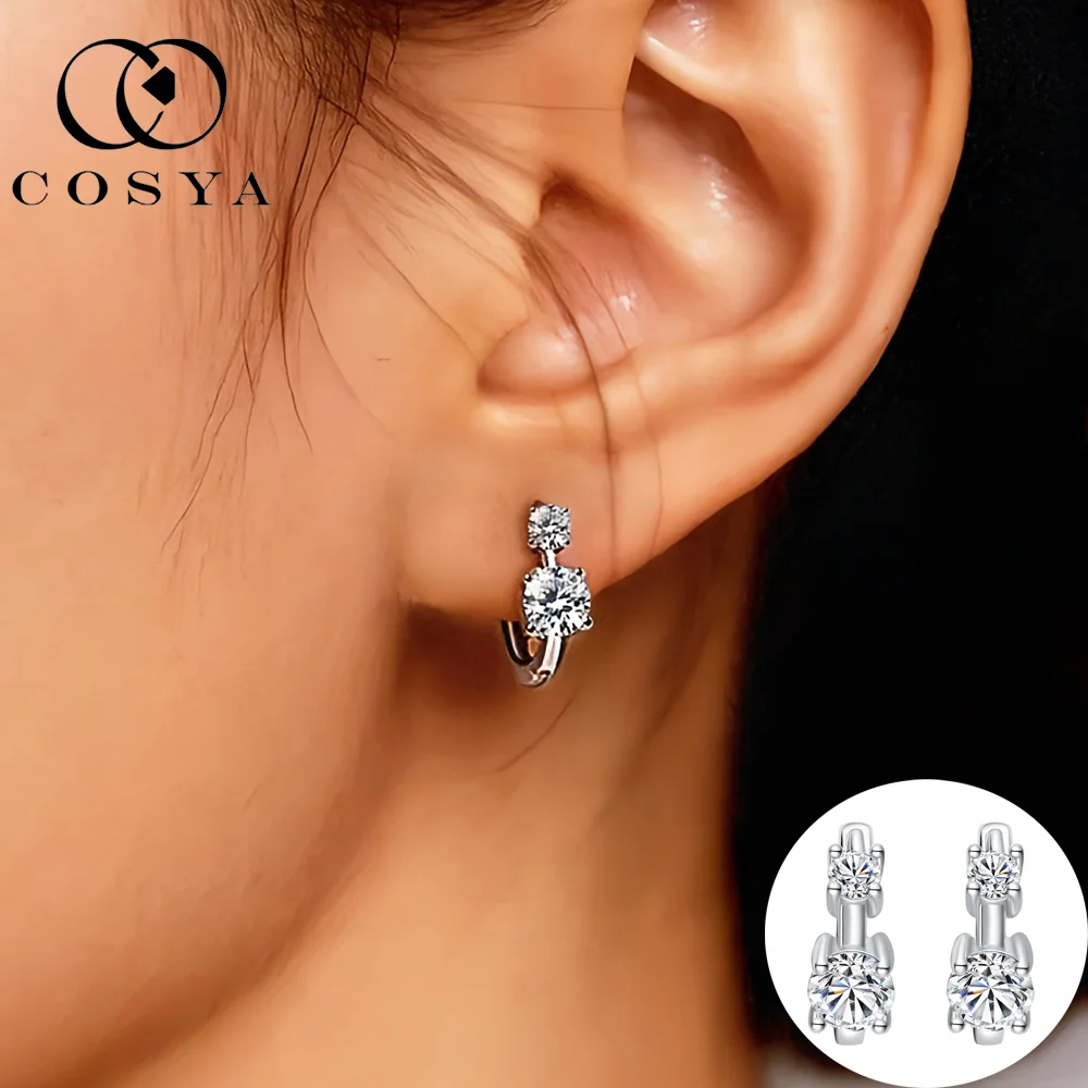 

COSYA Moissanite Earrings For Women with GRA Certified S925 Silver 18K Gold Lab Diamond Wedding Fine Classic Jewelry Gifts