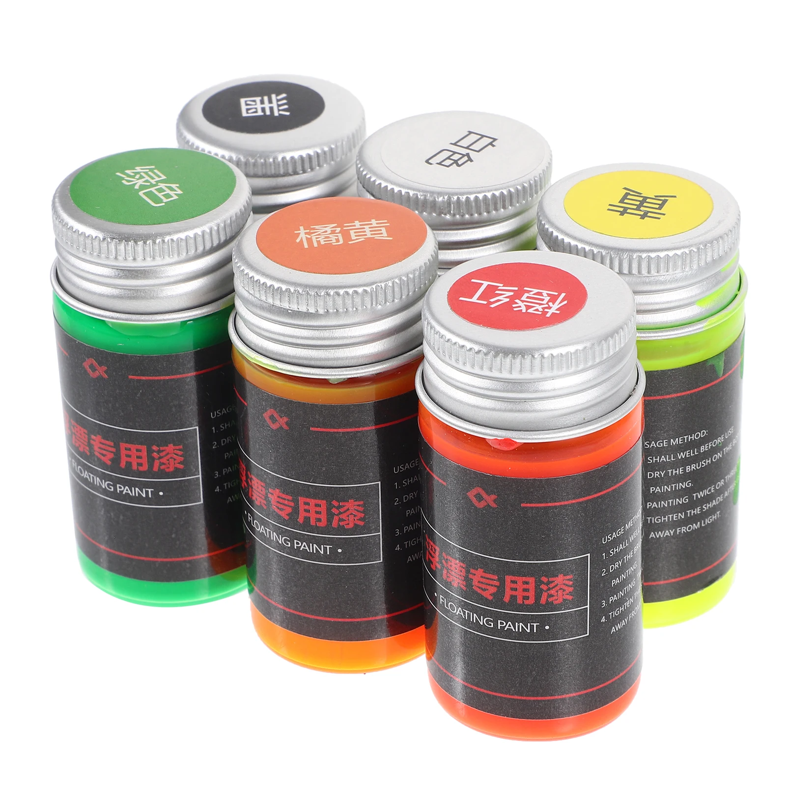 

6pcs 30ml Float Paint Fishing Supplies Oil Paints Lures Yellow Black White Green Magnifying Fluorescent