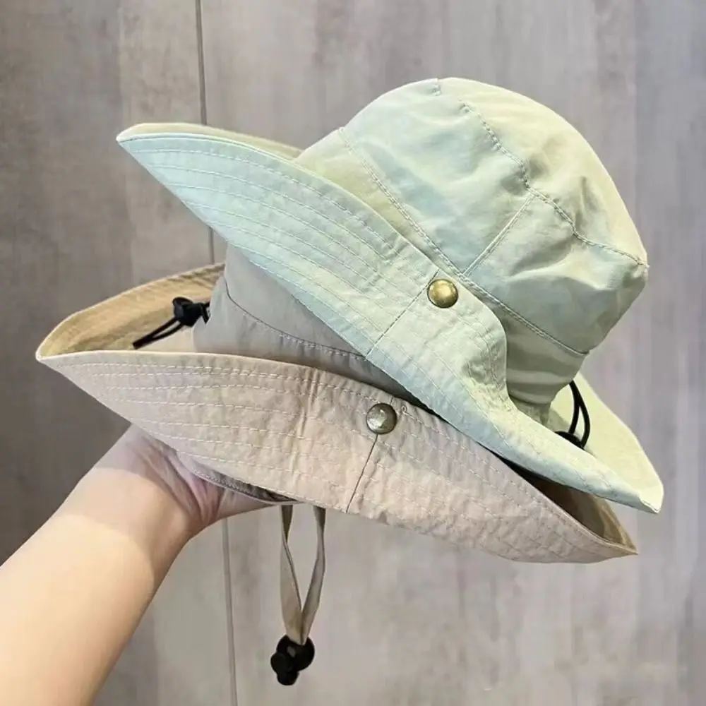 

Soft Drawstring Candy Color Bucket Hat Quick-dry Korean Style Children's Fishmen Hat Casual Anti-UV Kid Summer Sun Hat Boy/Girls