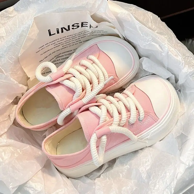 Canvas Shoes for Women 2025 Spring New Edition Original Ugly and Cute Mango Head Student Half Dragged Little White Shoes