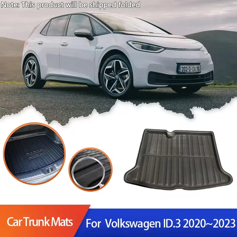 Trunk Mats for Volkswagen VW ID 3 2020 2021 2022 2023 Accessories Rear Boot Cargo Liner Trunk Waterproof Tray Carpet Auto Pad