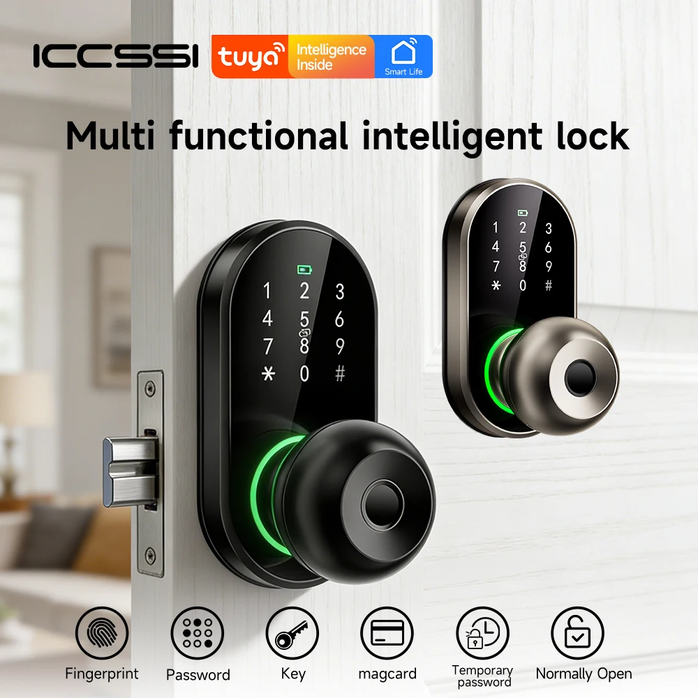 

Home smart fingerprint door lock keyless entry lock supports graffiti APP/IC card/password/mechanical key smart door lock