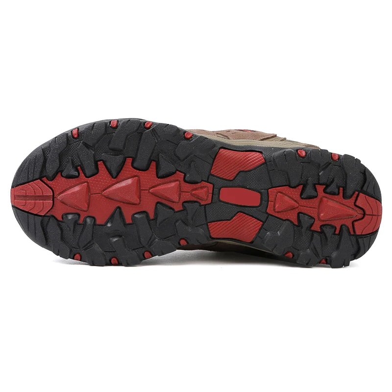 HIKEUP Scarpe da trekking larghe da uomo in pelle premium - Stivali da trail da esterno antiscivolo per piedi di grandi dimensioni