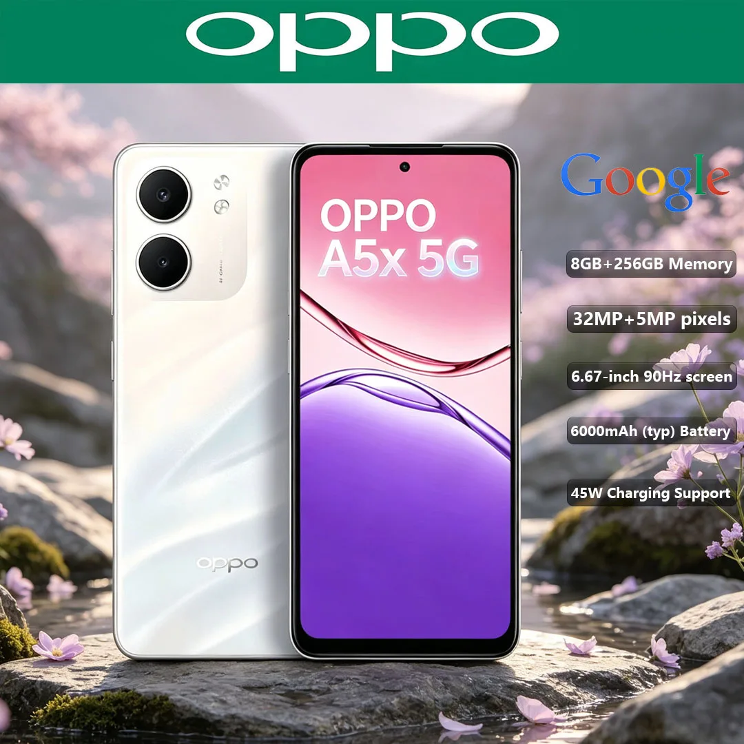 New OPPO A5x 5G Dual-SIM Unlocked Mobile Phone 32MP Camera Big Battery Android Gaming Smartphone for Daily Use 8+256GB Memory