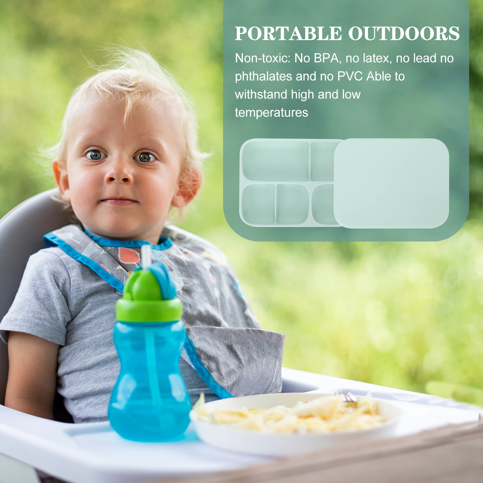 

Silicone Food Plate for Kids Baby Plates Divided Compartment Suction Cup Design Portable Toddler Snack Serving Tray Safe Durable