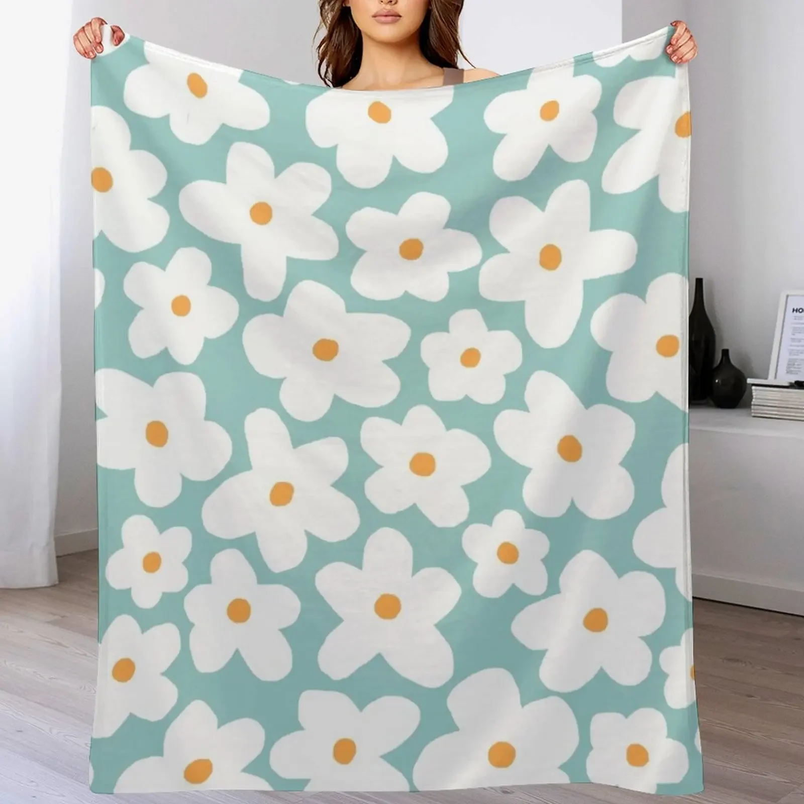 

Ditsy Bloom - teal Throw Blanket Kid'S Luxury cosplay anime christmas gifts Blankets