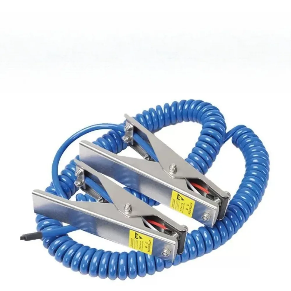 5M Anti Static Grounding Wire Assembly 2 Aluminum Alloy Clips Static Grounding Clamp for  Industrial Static Removing Tool