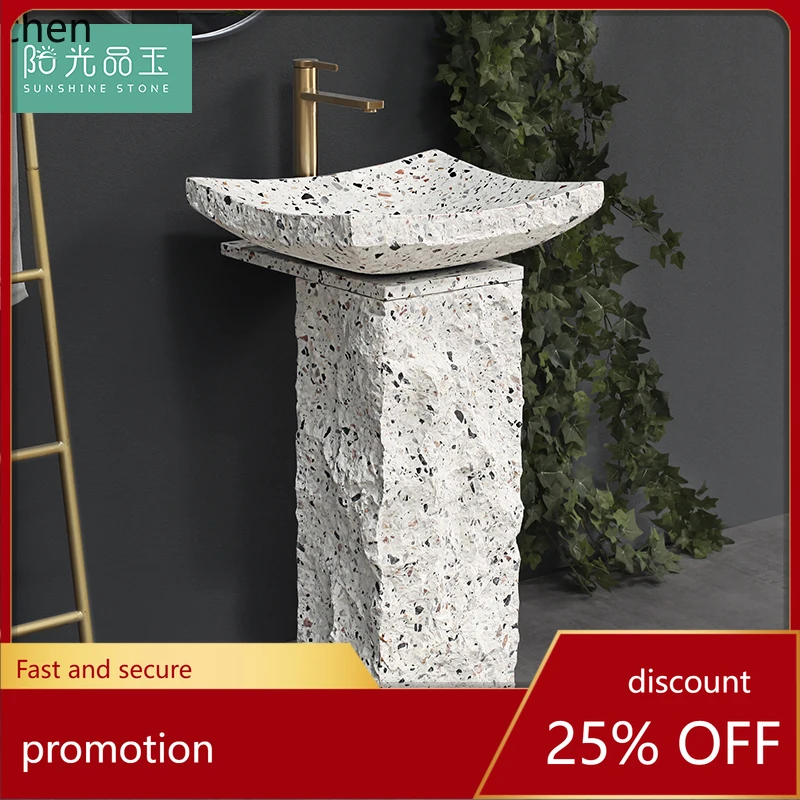 HT Stone Pedestal Basin Outdoor Courtyard Floor-standing Wash Basin Household Balcony Washstand Sink
