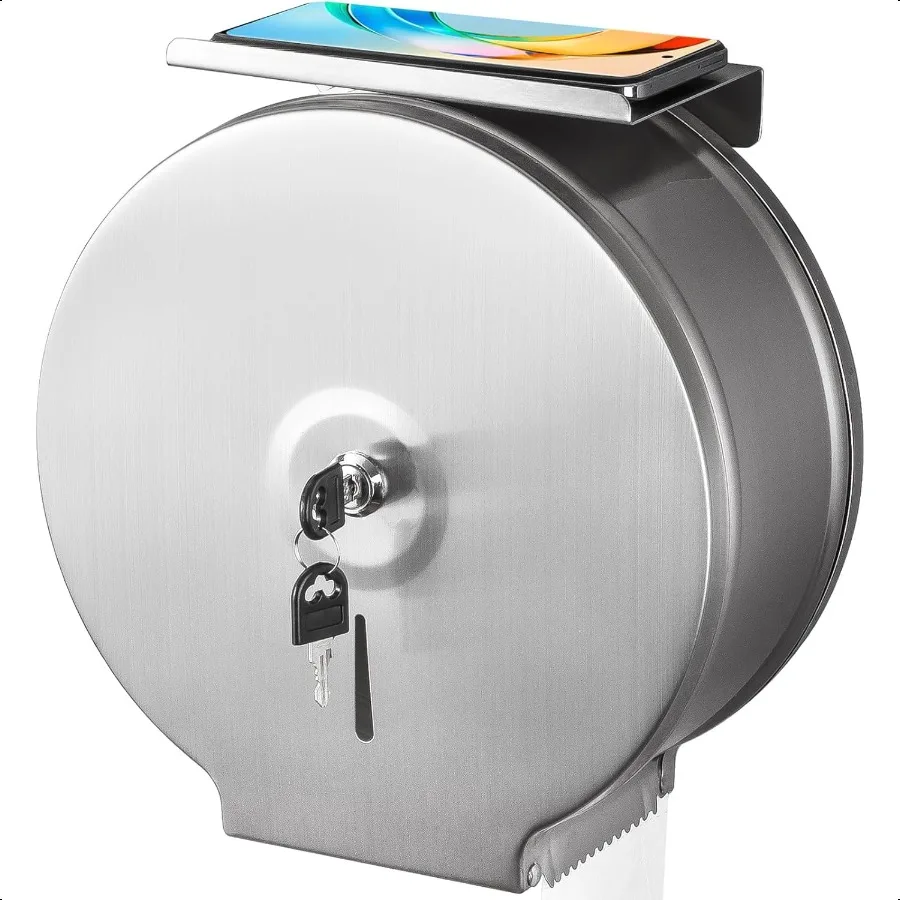 

Commercial Jumbo Toilet Paper Dispenser with Shelf Wall Mount Stainl Steel 9 Roll Toilet Paper Holder Brushed Touchl Toilet Tis