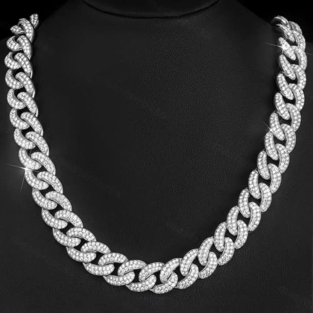 

11mm Silver Necklace Iced Out 2 Rows Gra Certificate Hip Hop Vvs Moissanite Miami Cuban Link Chain