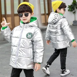 4 6 8 10 12 14 Years Boys Jacket Autumn Winter Thicken Warm Teenager Kids Patchwork Plaid Jackets Fashion Hooded Boys Coat
