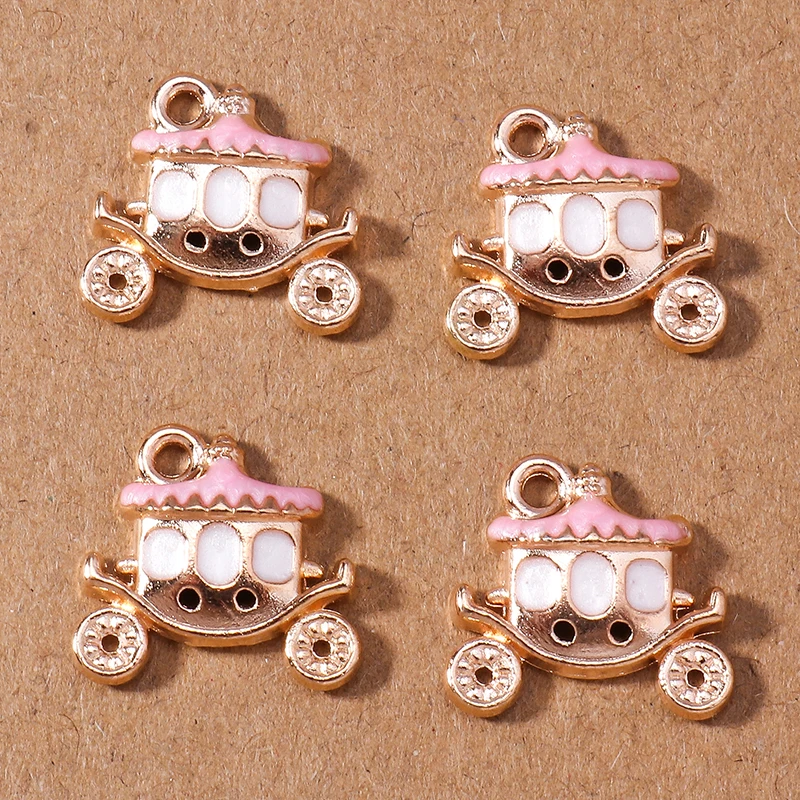10 Stück 15*14mm Emaille Kürbiskutsche Charms Anhänger für die Herstellung von Ohrringen Halskette Armband DIY Schmuck Zubehör Zubehör – Detail 6