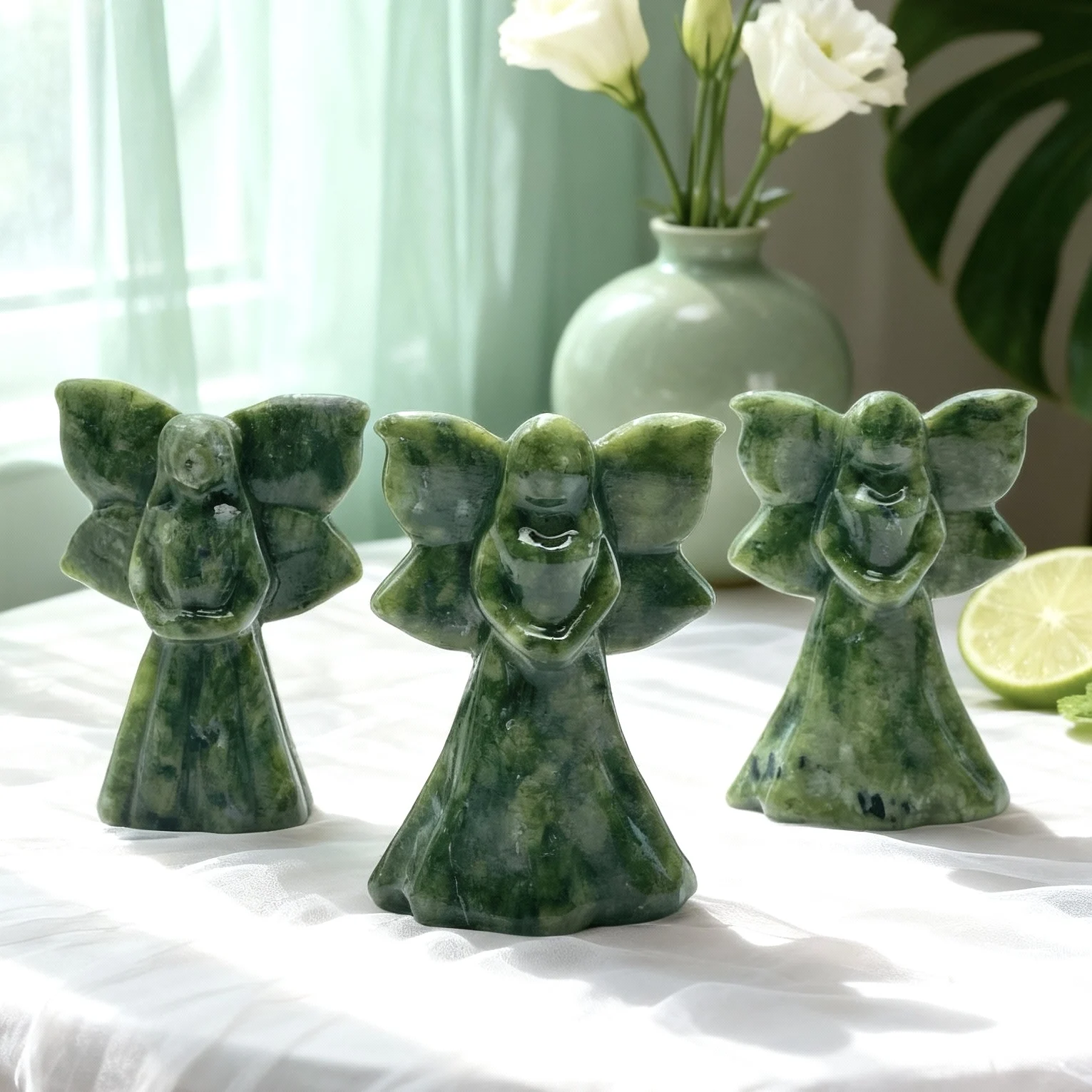 1PC Xiuyan Butterfly Fairy Carved Ornament Stone Collection - Unique Home Decor Halloween & Easter Decorative Gift