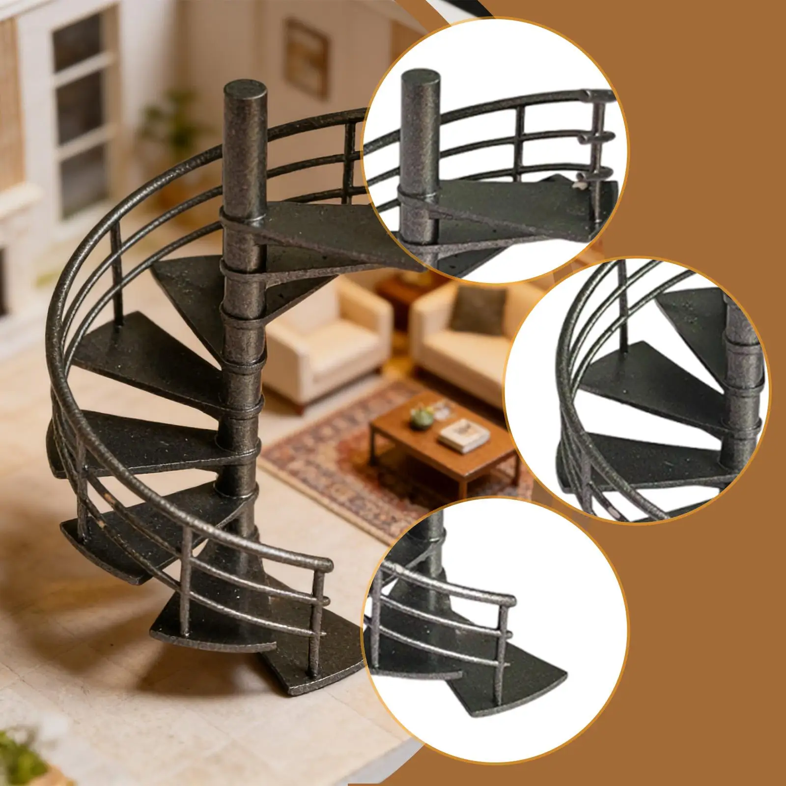 1/64 Scale Resin Attic Ladder Miniature Stairs Model Building Kit Display Stand Platform for Railway Scene Decor