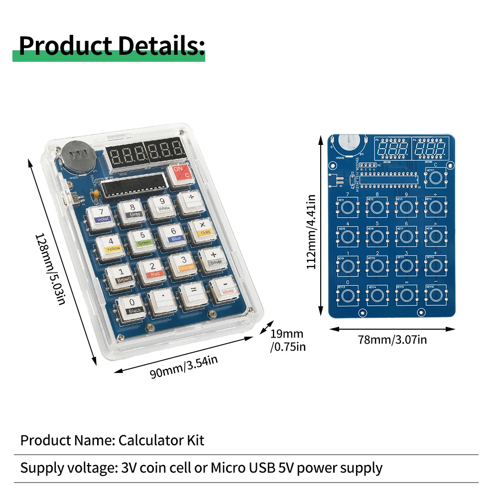 Kit électronique de bricolage avec calculatrice à 6 chiffres, affichage LED, formation au soudage MCU, expérience pratique, projet de soudure bricolage