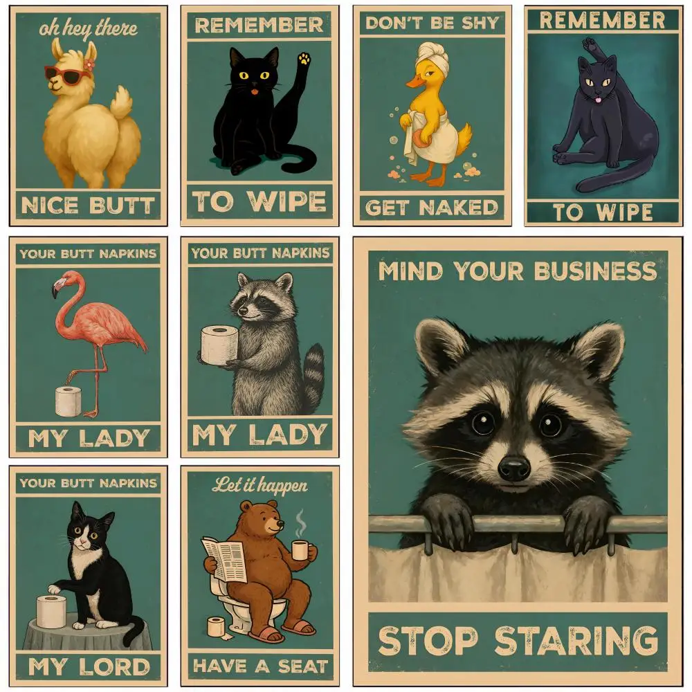 

Funny Bathroom Jokes Poster For Office Bedroom Coffee Home Decor Durable Waterproof Aesthetic Stickers Wall Art HD