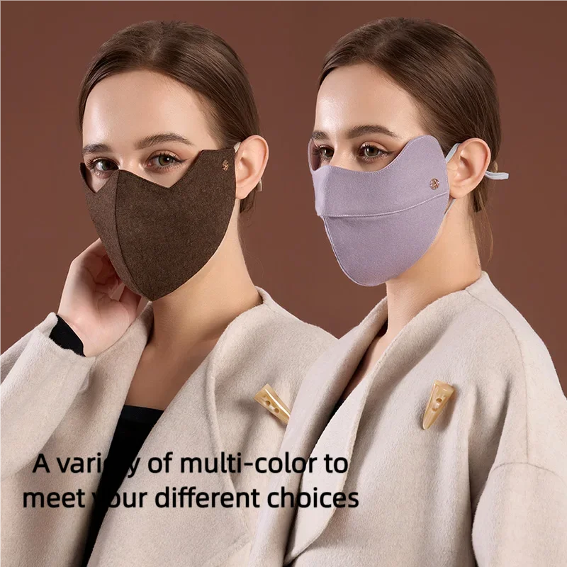 Mask for Women with Good Looks 2025 New Silk Sun Protection and Uv Protection Washable Autumn and Winter Windproof and Cold-Proof Stereo